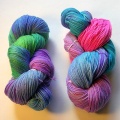 Variety of dyed KnitPicks sock yarn.
